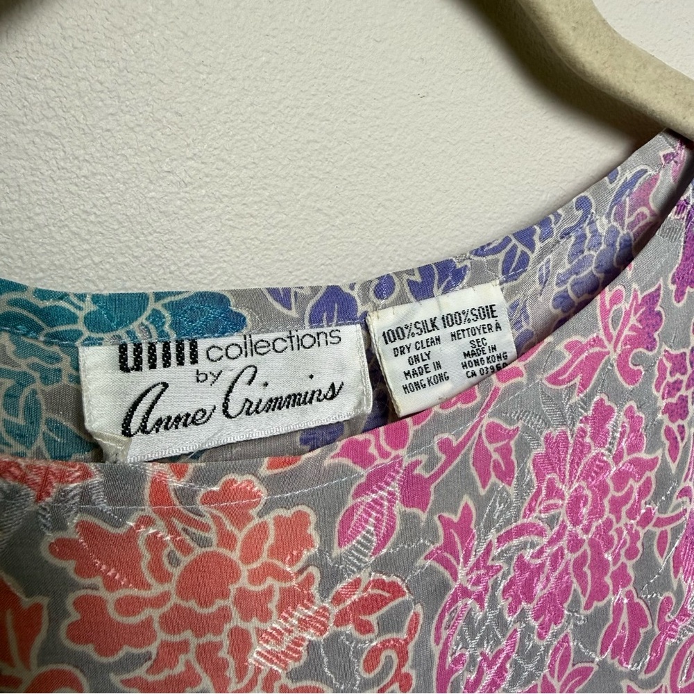 Vintage Anne Crimmins 100% Silk Jacquard Floral Midi Dress 6 | Umi Collections - Picture 5 of 10